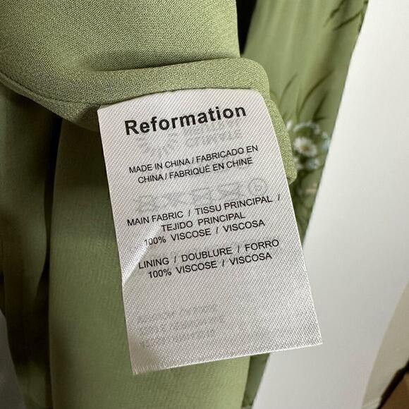 NWT Reformation Courtney Dress in Bonita Women's Green Size 12 - Picture 7 of 8